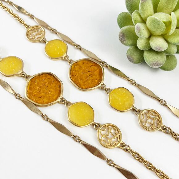 Sarah Coventry Taste of Honey 2-piece Necklace Set Vintage 1975 - Picture 1 of 7